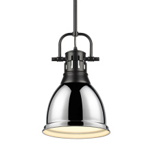Golden Canada 3604-S BLK-CH - Yep by Golden Lighting Duncan 1-light 9in Rod Hung Pendant in Matte Black and Chrome shade